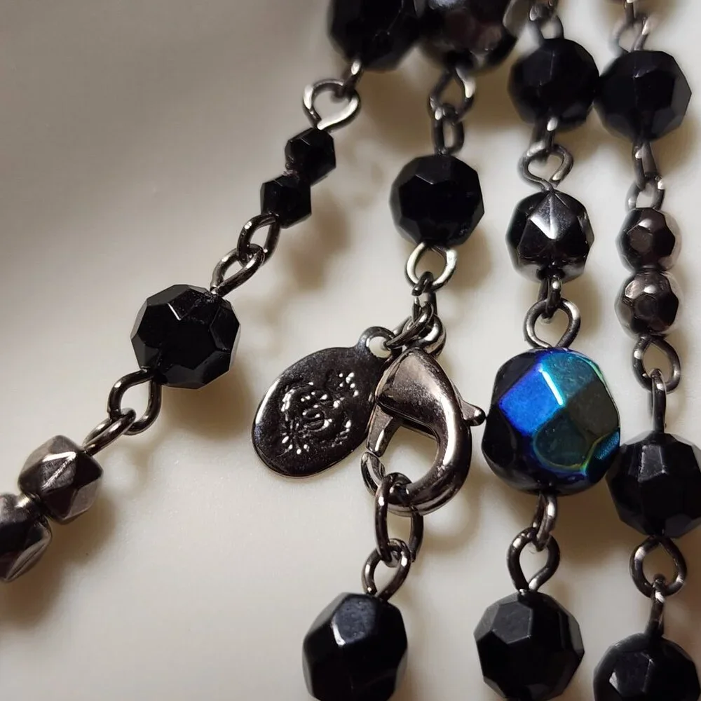 Premier Designs Vintage Long Black Crystal Necklace Fashion Jewelry - Picture 4 of 5